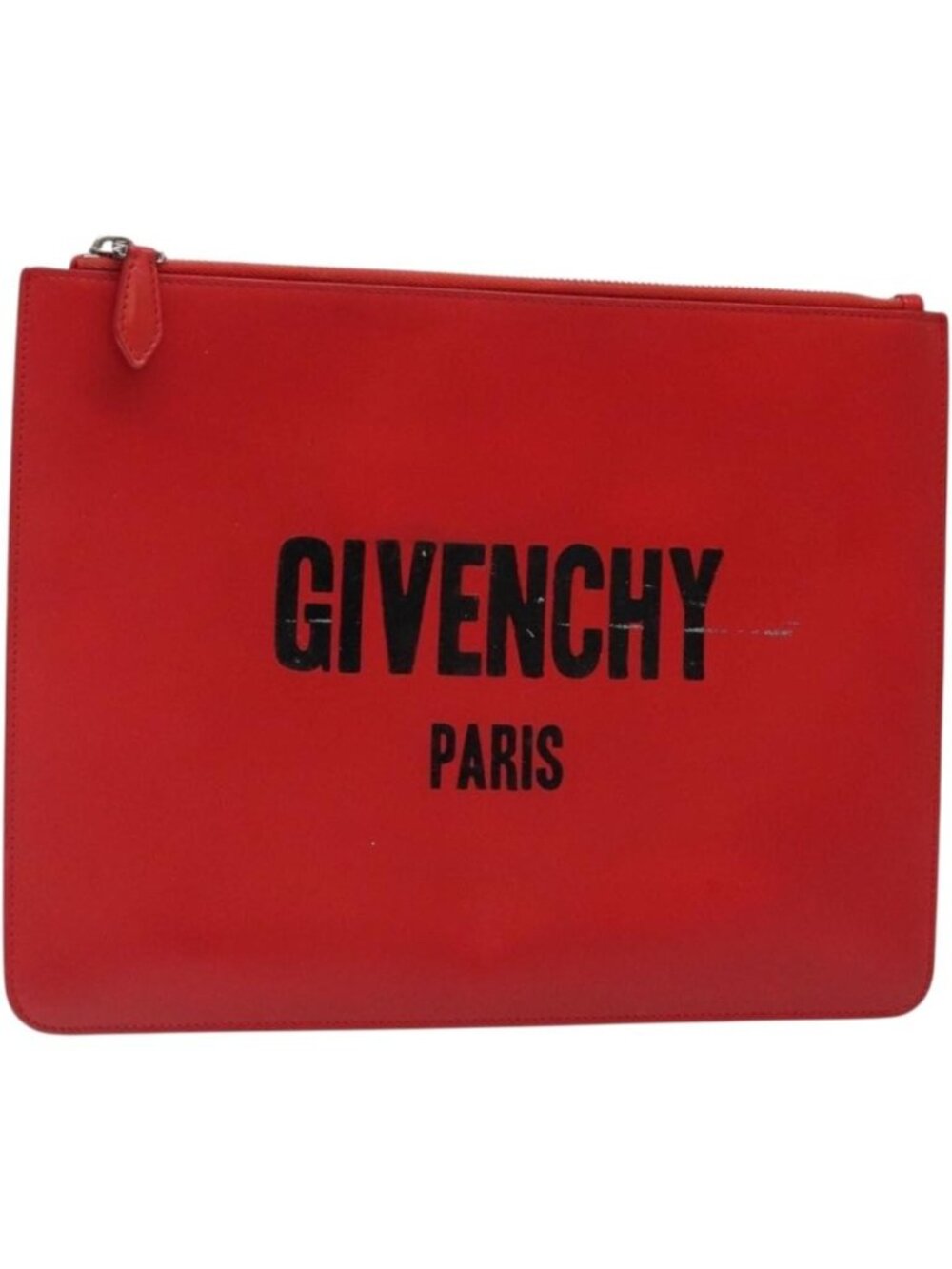 GIVENCHY Clutch Bag Leather Red Silver